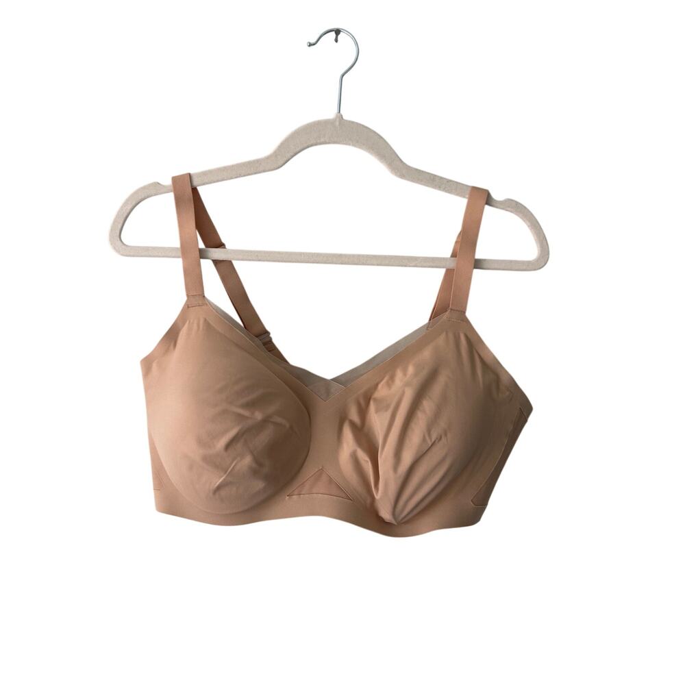 Honeylove Nude Bra Crossover Bra Tan Wireless Mesh Detail 40 C/D